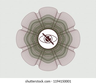 Green and Red money style emblem or rosette with blind icon inside