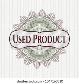 Green and Red money style emblem or rosette with text Used Product inside
