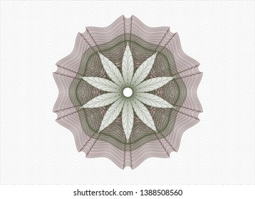 Green and Red money style emblem or rosette. Vector Illustration. Detailed.