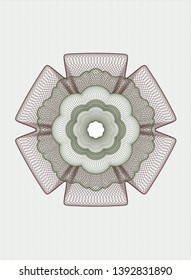 Green and Red money style emblem or rosette. Vector Illustration. Detailed.