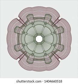 Green and Red money style emblem or rosette. Vector Illustration. Detailed.