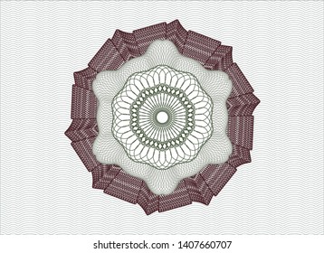 Green and Red money style emblem or rosette. Vector Illustration. Detailed.