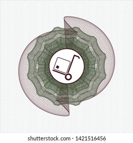 Green and Red money style emblem or rosette with cargo icon inside
