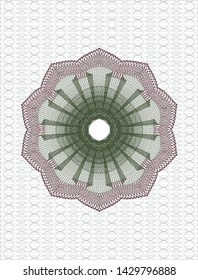 Green and Red money style emblem or rosette. Vector Illustration. Detailed.