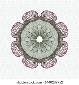 Green and Red money style emblem or rosette. Vector Illustration. Detailed.
