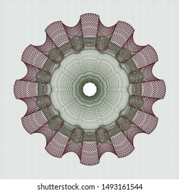 Green and Red money style emblem or rosette. Vector Illustration. Detailed.