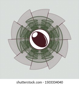 Green and Red money style emblem or rosette with olive icon inside
