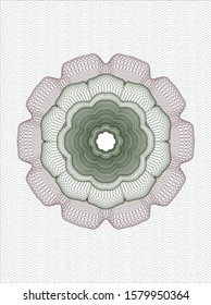 Green and Red money style emblem or rosette. Vector Illustration. Detailed.