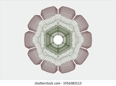 Green and Red money style emblem or rosette. Vector Illustration. Detailed. 