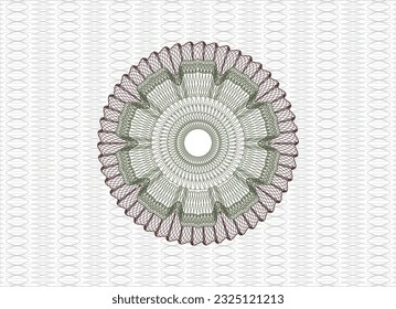 Green and Red money style emblem or rosette. Vector Illustration. Detailed. 