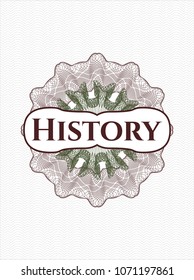  Green and Red money style rosette with text History inside