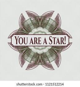 Green and Red money style rosette with text You are a Star! inside
