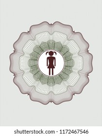 Green and Red money style rosette with girl icon inside