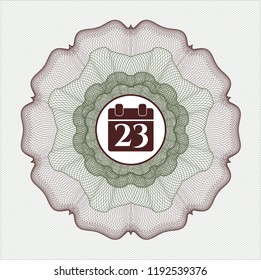 Green and Red money style rosette with calendar icon inside