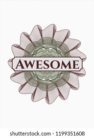 Green and Red money style rosette with text Awesome inside