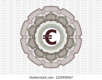 Green and Red money style rosette with euro icon inside