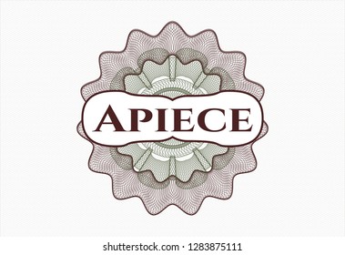 Green and Red money style rosette with text Apiece inside