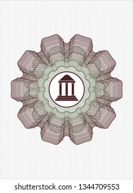 Green and Red money style rosette with bank icon inside