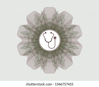 Green and Red money style rosette with stethoscope icon inside