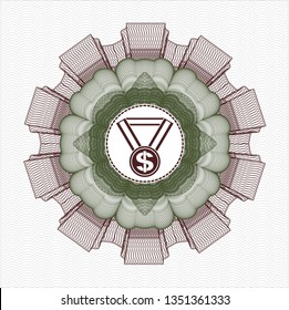 Green and Red money style rosette with business award icon inside