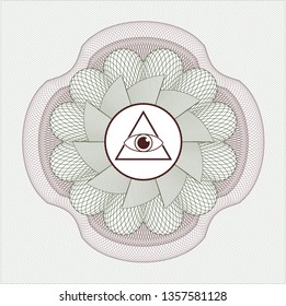 Green and Red money style rosette with illuminati pyramid icon inside