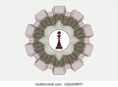 Green and Red money style rosette with chess king icon inside