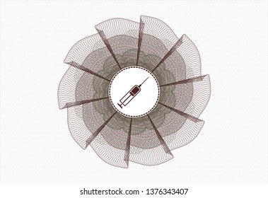 Green and Red money style rosette with syringe icon inside