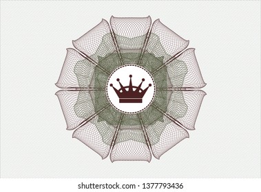 Green and Red money style rosette with queen crown icon inside