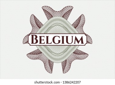 Green and Red money style rosette with text Belgium inside