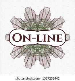 Green and Red money style rosette with text On-line inside