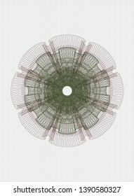 Green and Red money style rosette. Vector Illustration. Detailed.