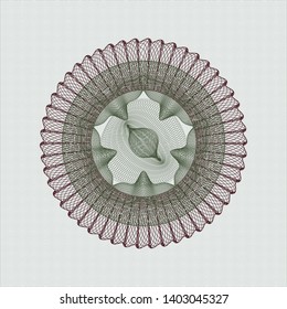 Green and Red money style rosette. Vector Illustration. Detailed.