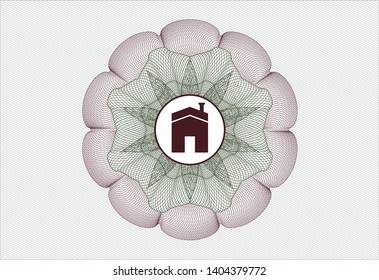 Green and Red money style rosette with house icon inside