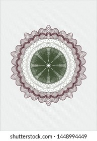 Green and Red money style rosette. Vector Illustration. Detailed.