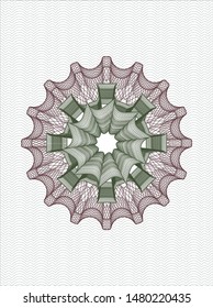 Green and Red money style rosette. Vector Illustration. Detailed.