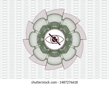 Green and Red money style rosette with blind icon inside