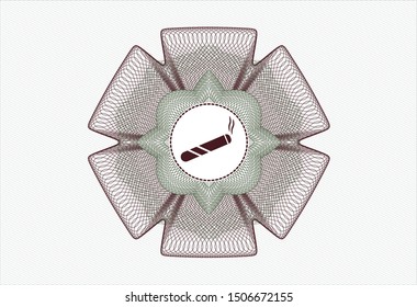 Green and Red money style rosette with joint, cigarette icon inside