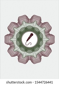 Green and Red money style rosette with microphone icon inside