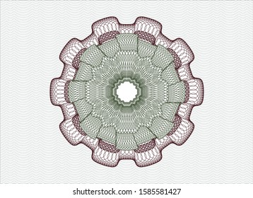 Green and Red money style rosette. Vector Illustration. Detailed.