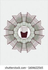 Green and Red money style rosette with fries icon inside