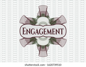 Green and Red money style rosette with text Engagement inside