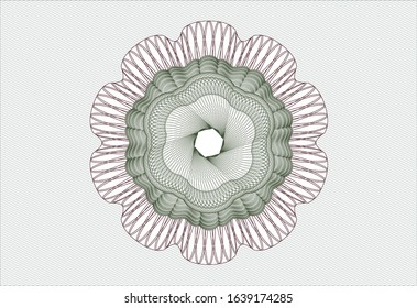 Green and Red money style rosette. Vector Illustration. Detailed.
