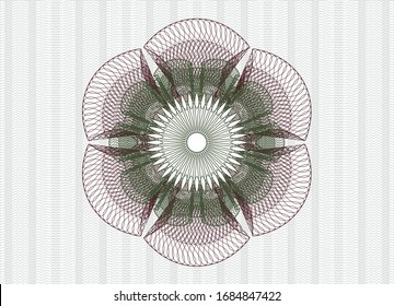 Green and Red money style rosette. Vector Illustration. Detailed.