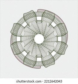 Green and Red money style rosette. Vector Illustration. Detailed. 