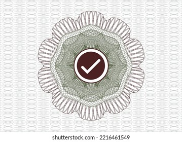Rot-Rot-Rot-Rosette. mit ankreuzendem Symbol innen