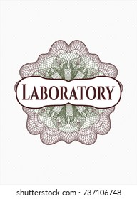Green and Red money style rosette with text Laboratory inside