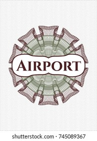 Green and Red money style rosette with text Airport inside