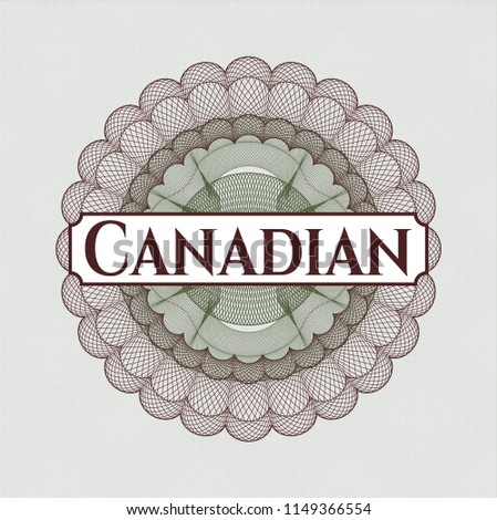 Green and Red money style rosette with text Canadian inside