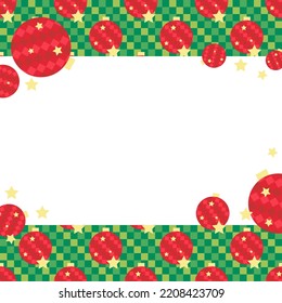 Green and red new year greeting frame. Christmas card. Seasonal winter invitation design. Celebration design
