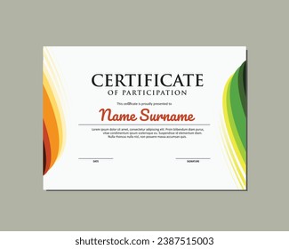 Green and Red Orange Certifcate. Certificate of Achievement. Modern Certificate. Certificate template